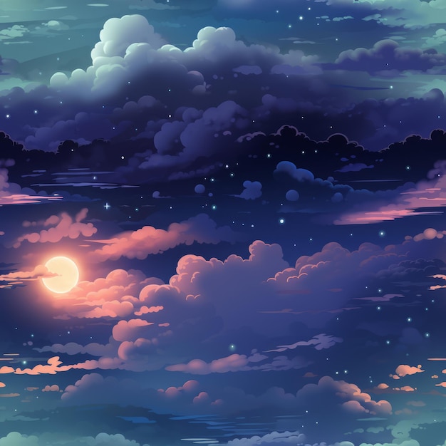 Photo an illustration of the night sky with clouds and stars