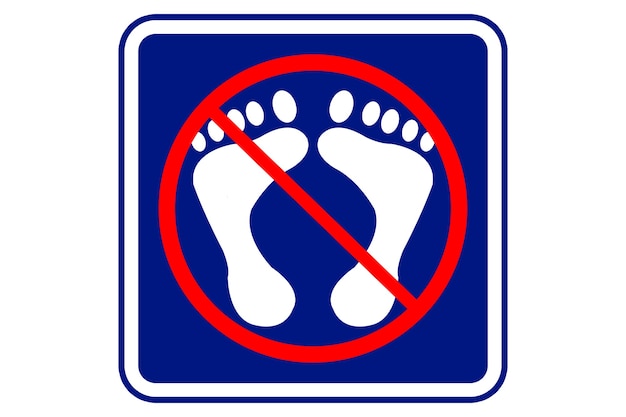 Illustration of no walking sign blue background.