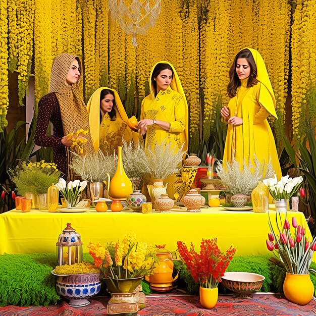 illustration Nowruz Festival in yellow