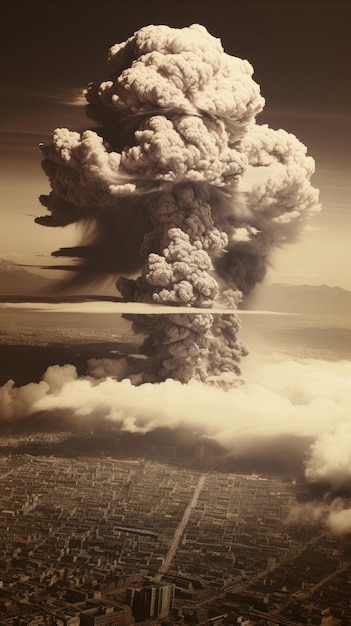 illustration nuclear world war atomic bombing explosion destruction radiation