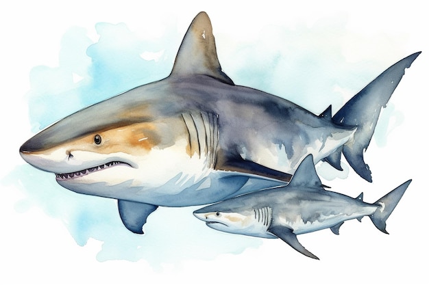 Illustration of ocean predator realistic shark drawing