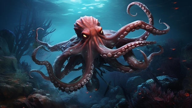 An illustration of an octopus with eyes and eyes.