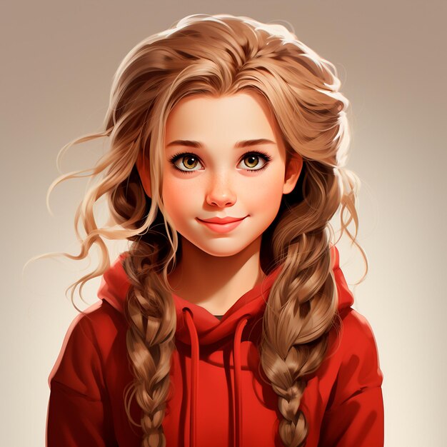 Фото Иллюстрация красивой девушки с длинными волосами