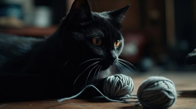 写真 黒猫のイラスト