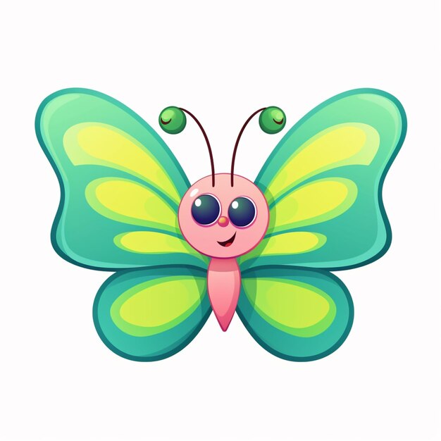 Фото Иллюстрация бабочки с зелеными и желтыми крыльями, генерирующая ai