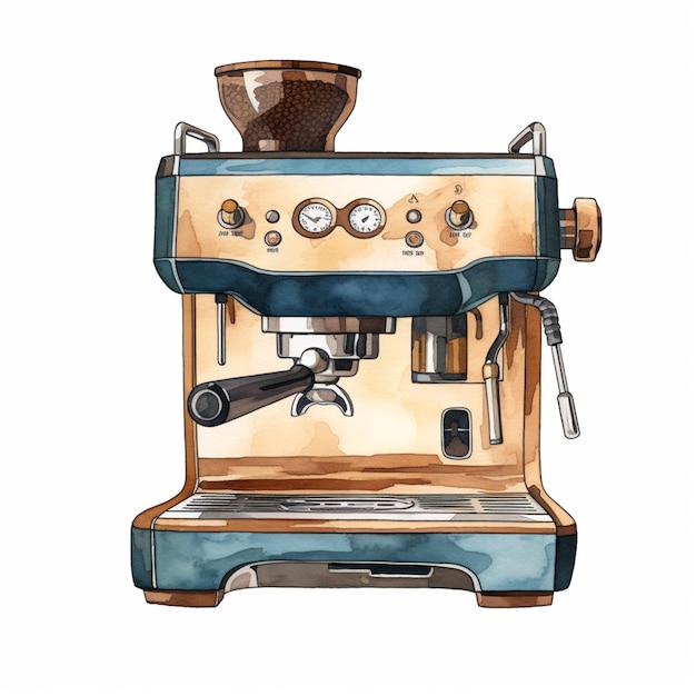 写真 グラインダーとコーヒーポットを生成するコーヒーマシンのイラスト
