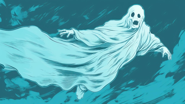 Фото Иллюстрация призрака в голубых тонах