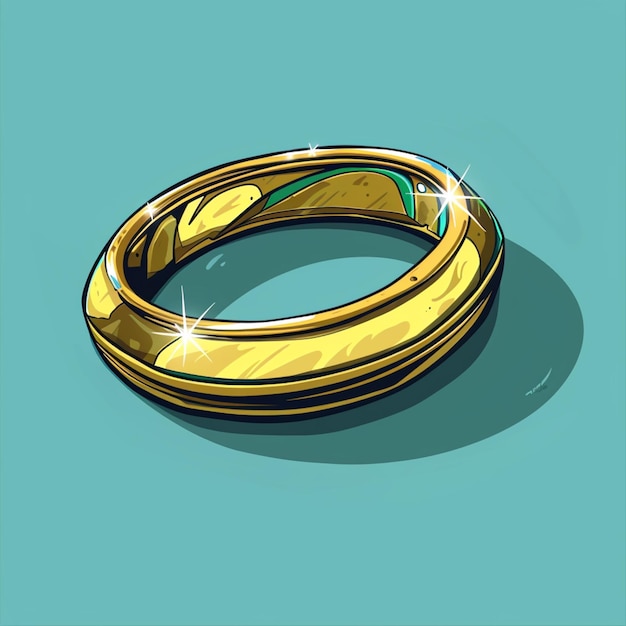 写真 黄金の指輪と緑のバンドのイラスト