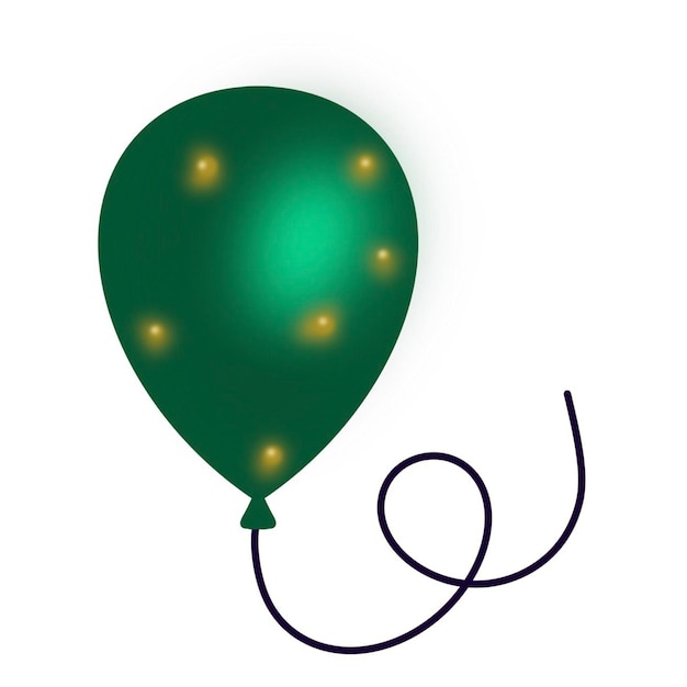 Фото Иллюстрация зеленого шарика для празднования на белом фоне, нарисованная вручную