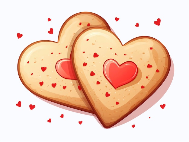 사진 색 배경 에 심장 이 있는 사랑 쿠키 한  의 일러스트레이션