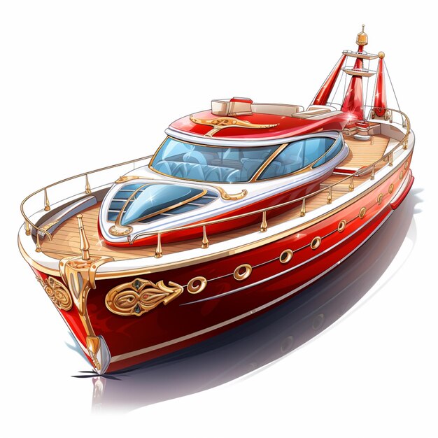 写真 赤い屋根の赤と白のボートのイラスト 生成 ai
