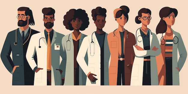 Фото Иллюстрация команды врачей ко дню врача