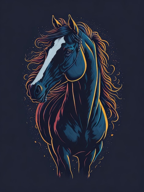 Фото Иллюстрация оживленной лошади, скачущей по небесному пейзажу