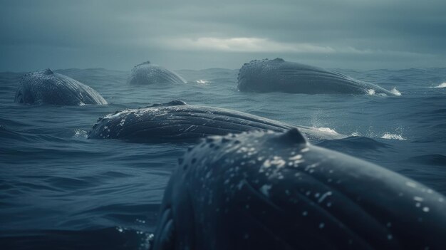 Фото Иллюстрация кита посреди моря
