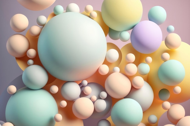 写真 パステル カラーのボールの抽象的な幾何学の図 ai 生成
