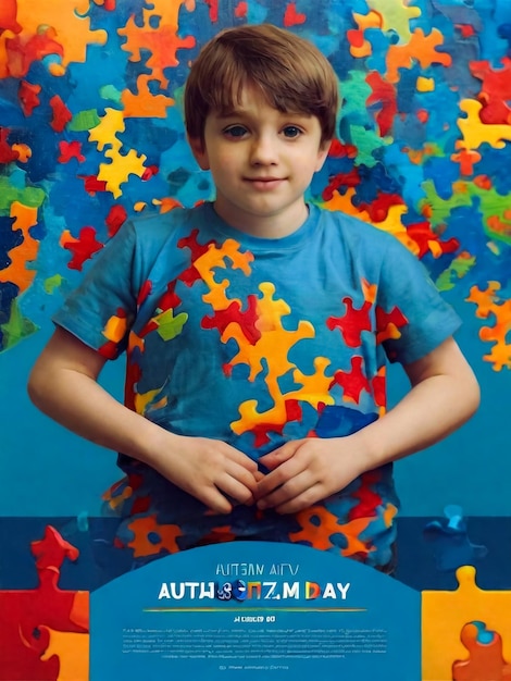 Фото Иллюстрация плаката на день осведомленности об аутизме
