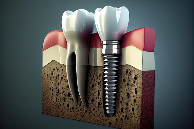 Фото Иллюстрация зубного имплантата
