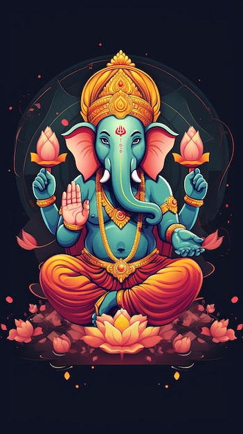 Фото Иллюстрация плоской иллюстрации господа ганеши, индуистского бога