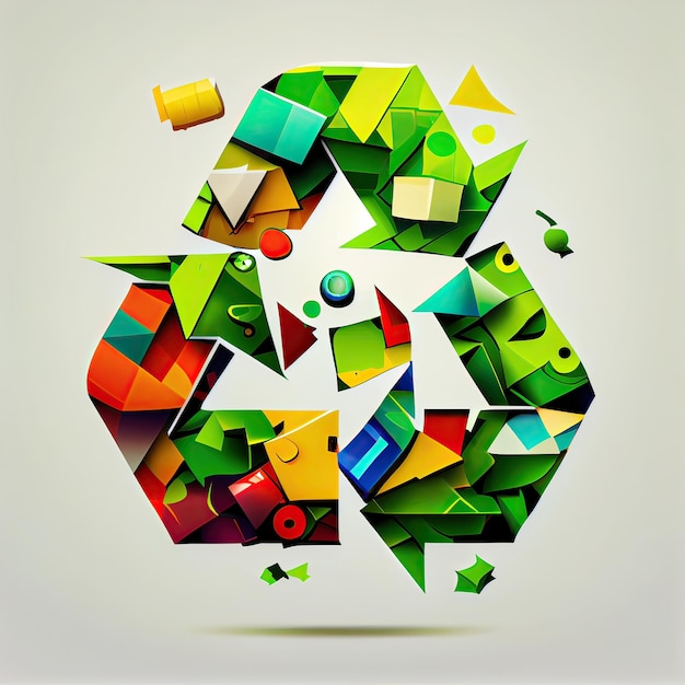 Фото Иллюстрация зеленых стрелок рециркуляция эко-символ цикл переработанный иконка переработанные материалы символ эко