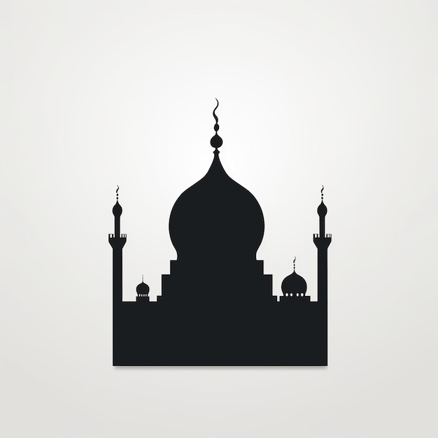 写真 シンプルな黒いモスクのシルエットのイラスト白背景