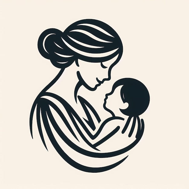 Фото Иллюстрация силуэта матери с ее ребенком карта счастливого дня матери логотип красивой женщины и ребенка