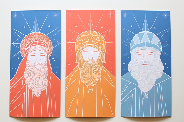 写真 クリスマスの誕生の3人の王または賢者のイラスト
