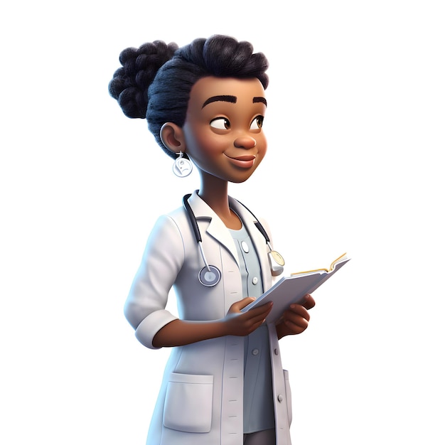 Фото Иллюстрация молодой африканской женщины-врача с блокнотом