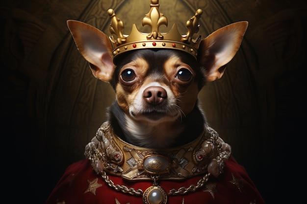 illustration ofdog in the king oitfit