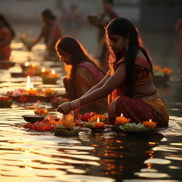 illustration of Offerings to God During Chhath Puja Festival