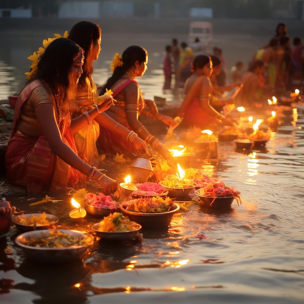 Photo illustration of offerings to god during chhath puja festival