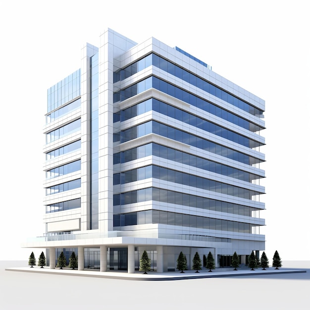 Photo illustration of office tower3d rendering of a contemporary