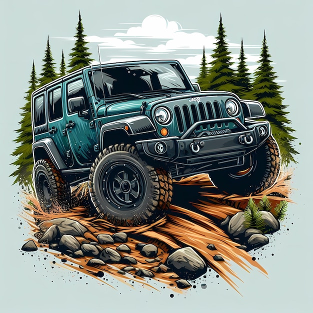 illustration of offroad adventure scene