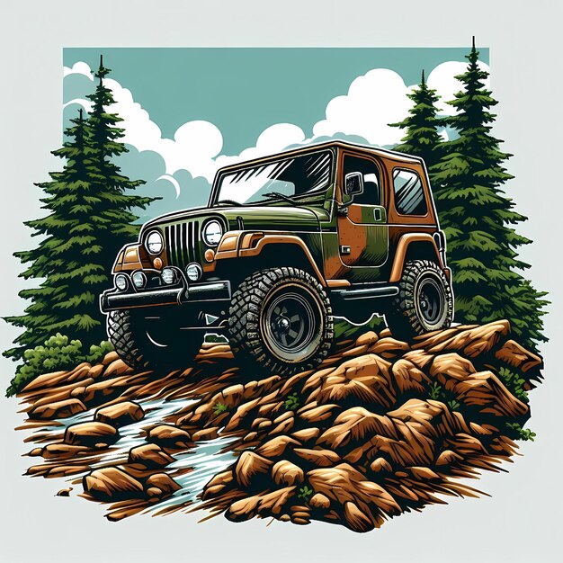 illustration of offroad adventure scene