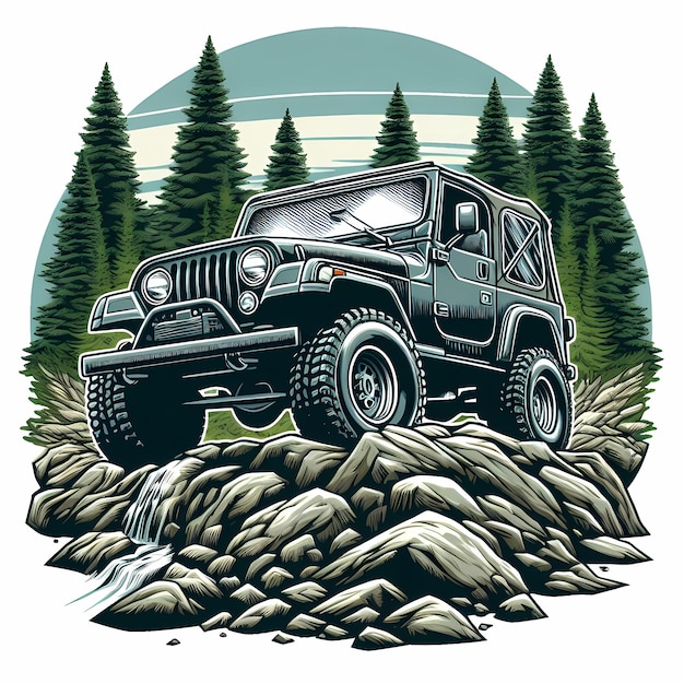 illustration of offroad adventure scene