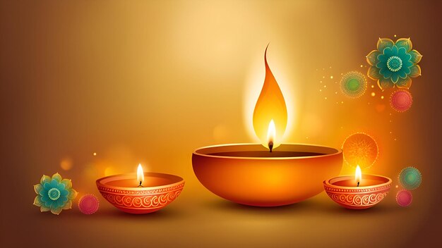 Illustration of oil lamps for diwali festival