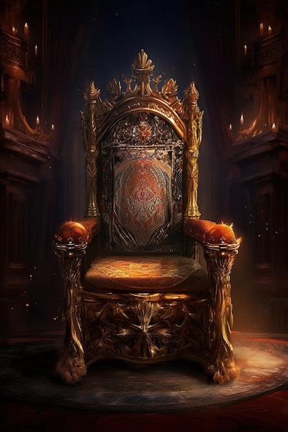 an illustration of an old king throne