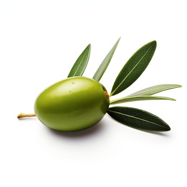 Photo illustration of olive without leaf side view image from side isolate