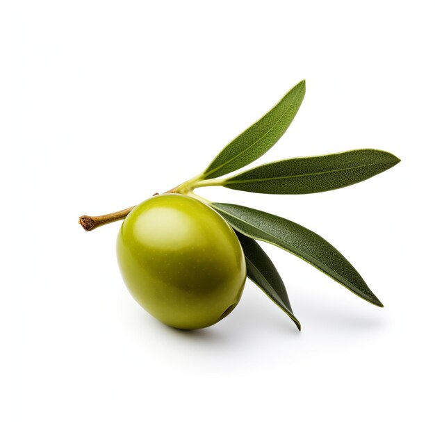 Foto illustrazione di oliva senza immagine vista laterale foglia dal lato isolato