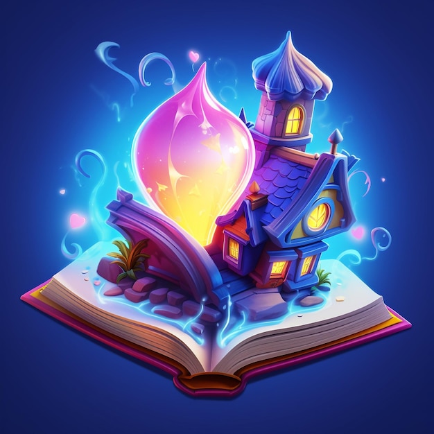 Illustration of an open magical book