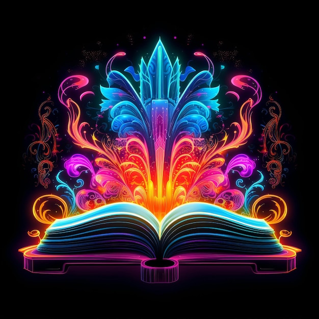 Illustration of an open magical book