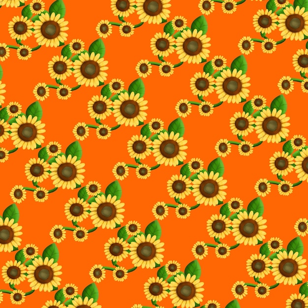 illustration for orange background with sunflowers