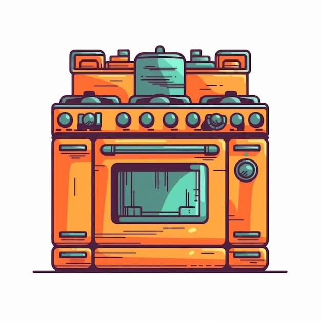 Illustration of an orange kitchen stove