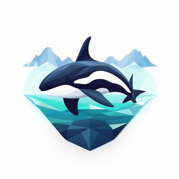 Illustration of an orca whale with geometric shapes