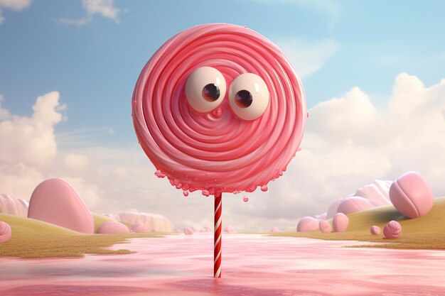 Photo illustration of an oversized lollipop very cute very cute standing