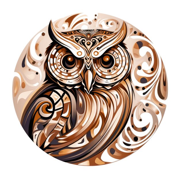 Illustration of an owl in a decorative art style