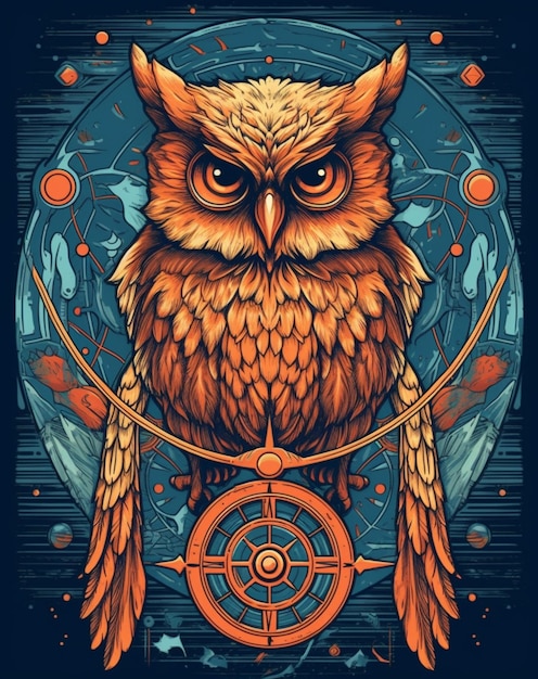 An illustration of an owl with a compass and the words " the wise " on the front.