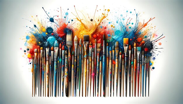 An illustration of a paintbrush with splatters of paint