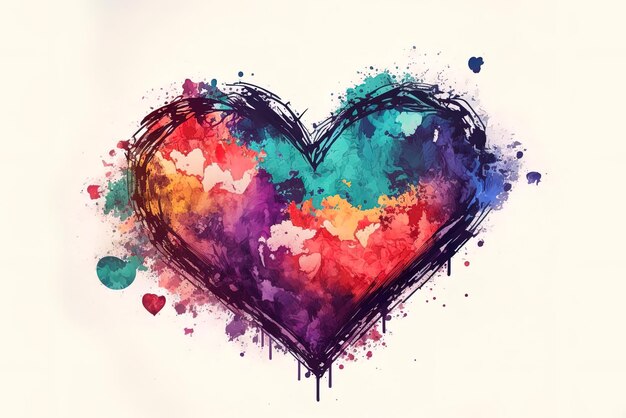 Illustration of a painted multicolored heart for a backdrop