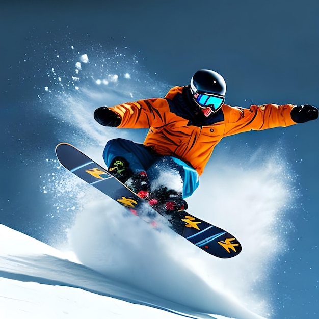 illustration painting of snowboarding on white background The snowboarder man doing a trick