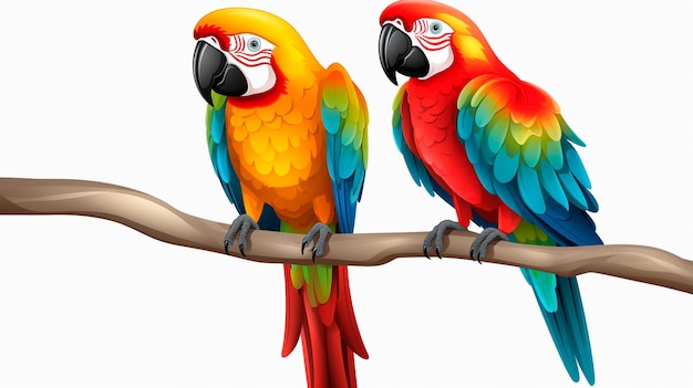 Photo illustration of a pair of parrots and parrot